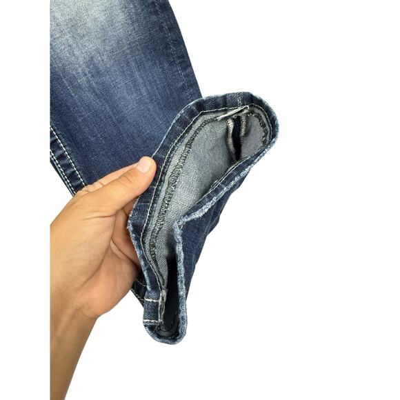 Miss Me Triangle Pocket Bootcut Jeans Bling Rhinestone Womens 28 HEMMED - Picture 3 of 9